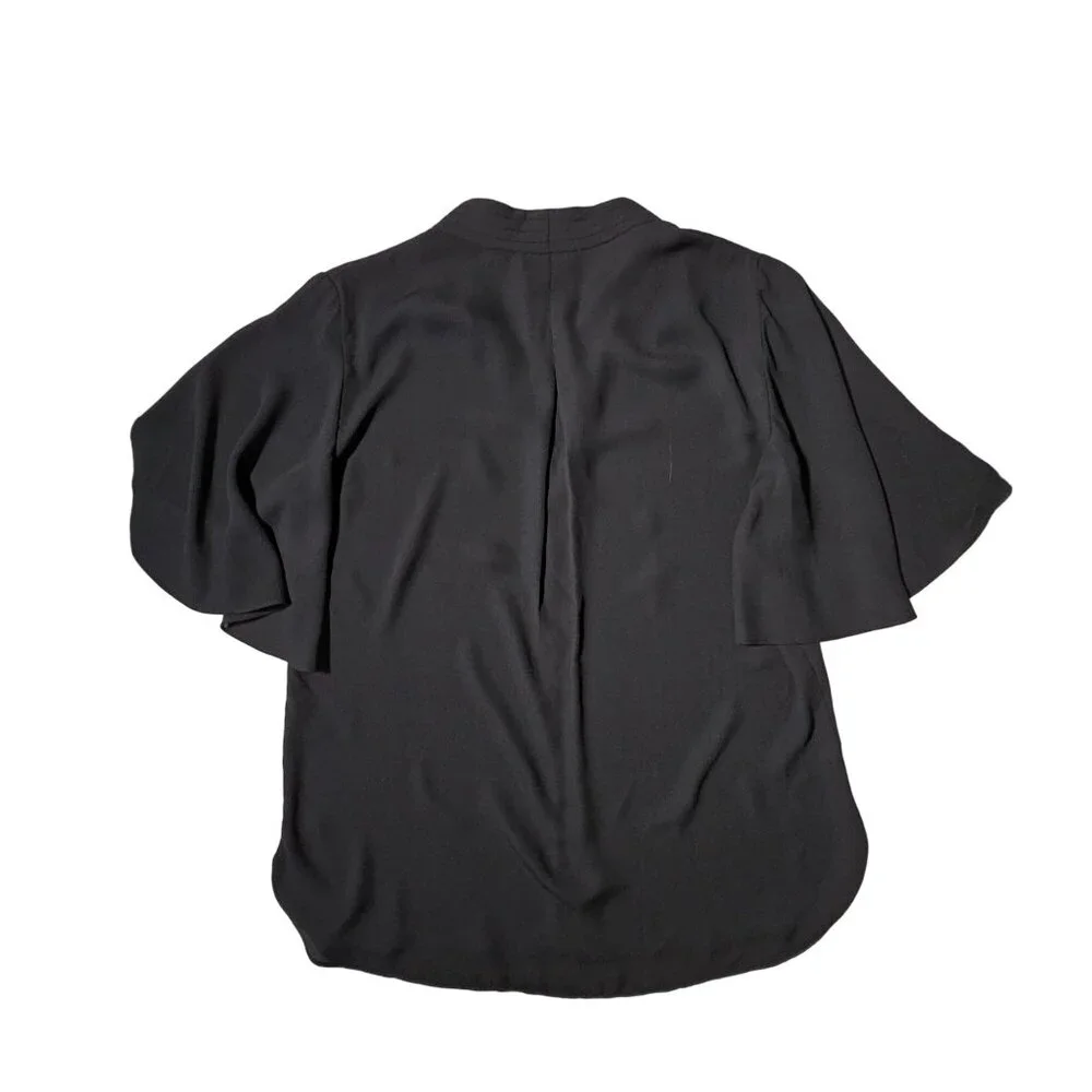 Tahari Women's Black V Neck Flutter Sleeves size Small - Picture 2 of 10